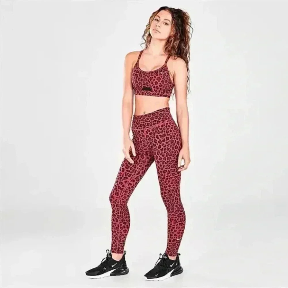 Nike Dri-FIT One Printed Midrise Full Length Leggings,Leopard Print Training,S